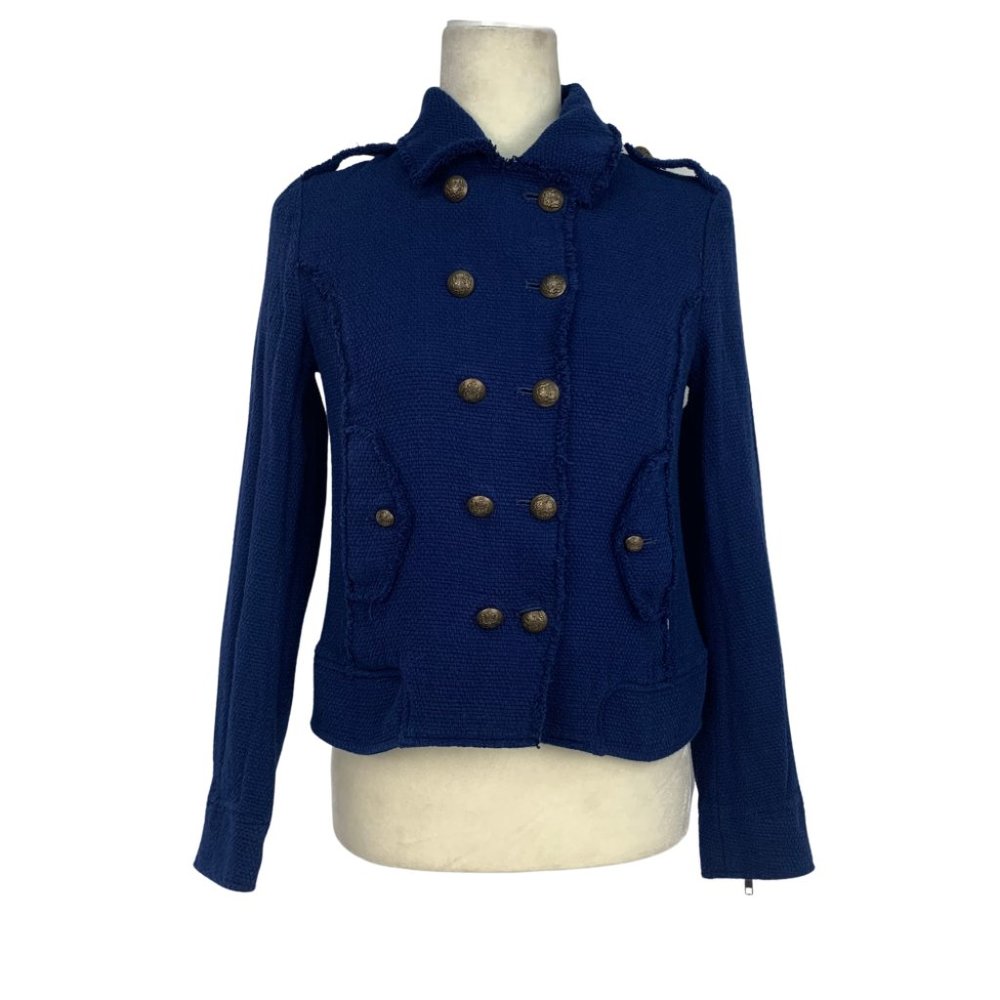 Joie Tweed Jacket Gold Tone Buttons Military Small